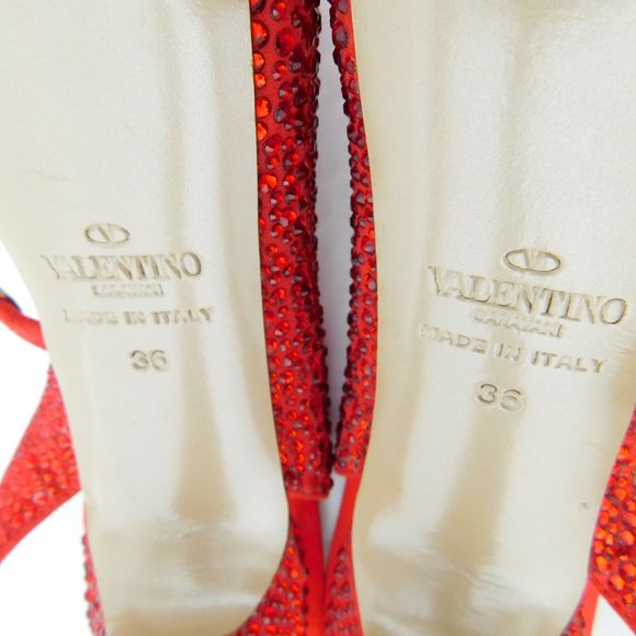 Unworn VALENTINO Ruby Red Crystal Platform Pumps 36 - Picture 8 of 9